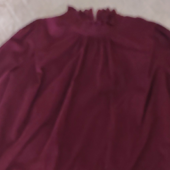 Ann Taylor Burgundy Blouse. Stretchy Cotton Corduroy. Size Large. - Picture 2 of 4